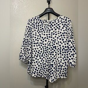 H&M Black and White Boxy 3/4 Sleeve Blouse
